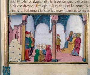 Ježíš vyučující v miniaturním chrámu Cristoforo De Predis (1440-1486) po Dějinách Nového zákona od Cristoforo De Predis