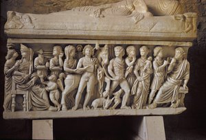 Hippolytus a Phaedra, detail ze strany sarkofágu