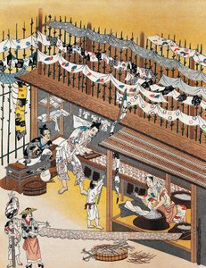 Řemeslníci při práci, malování sítotiskem, období Edo (1600-1868) od Culture Edo