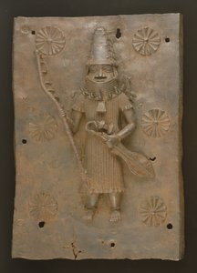 Pamětní deska zobrazující válečníka, Benin, Nigérie (bronz) od Culture Edo
