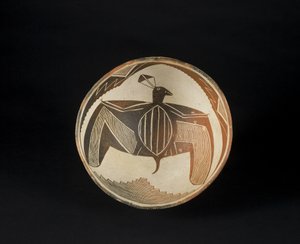 Mísa s malovanými motivy, cca 1060-1110 (keramika s pigmentem) od Culture Mimbres