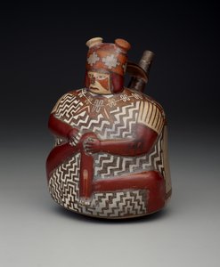 Nádoba zobrazující zraněného válečníka, rané střední období, fáze Nazca 7, cca 500-600 (keramika)