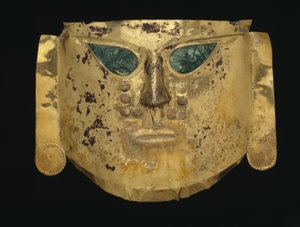 Ceremoniální maska, A.D. 900-1100 (zlato, měď a barva)