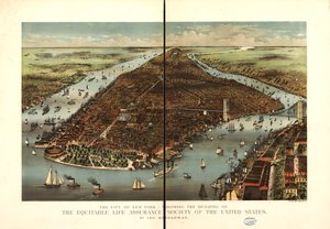 Město New York. od Currier and Ives Equitable Life Assurance Society Of The United States