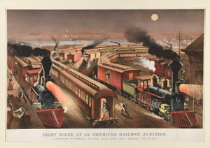 Noční Scéna Na Americkém železničním Uzelu od Currier and Ives
