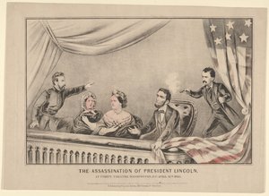 Atentát na prezidenta Lincolna ve Fords Theatre, Washington D.C., 14. dubna 1865, 1865. od Currier and Ives