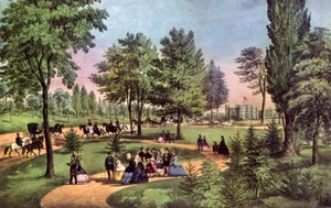 The Drive, Central Park, 1862. od Currier and Ives