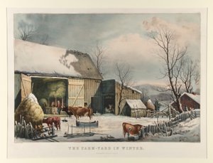 Hospodářský dvůr v zimě od Currier and Ives