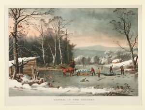 Zima na venkově. / Získání ledu od Currier and Ives