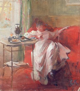 Siesta (olej na kartě)