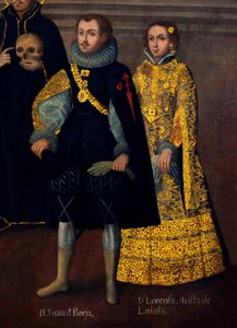 Manželství Martína de Loyola s Doňou Beatriz Ñustou a Dona Juana Borji s Lorenzou Ñustou (Enríquez y Loyola). od Cuzco School