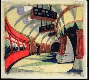 The Tube Train, c.1932 (linoryt) (viz také 246012)