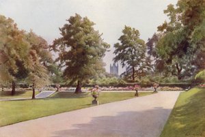 Při pohledu směrem k Westminsteru, Marlborough House Garden (barevná lito) od Cyril Ward