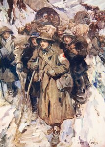 Statečné ošetřovatelky na ústupu srbské armády (barva lito) od Cyrus Cuneo