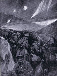 Bulhaři obléhající Adrianopol (1912-1913) Balkánská válka, z Hutchinsonových Dějin národů (4. díl) vydaných Hutchinsonem, c. 1920 (litho)