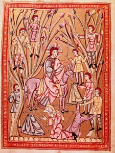 Ježíšův triumfální vjezd do Jeruzaléma (miniatura, cca 1085) od Czech School