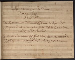 Titulní strana partitury La Clemenza di Tito od Czech School