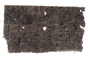 Křesťanský kalendář v hieroglyfickém aztéckém stylu (litho) od D.K. (after) Bonatti