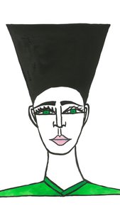 Afro Hair, 2024 (pero a barva na papíře) od Daisy de Villeneuve