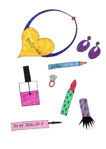 Šperky a make-up, 2017 (fix na papíře) od Daisy de Villeneuve
