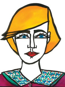 Vlasy princezny Diany, 2024 (pero a barva na papíře) od Daisy de Villeneuve