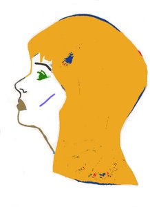 Žlutá hlava,2017 (fix na papíře) od Daisy de Villeneuve