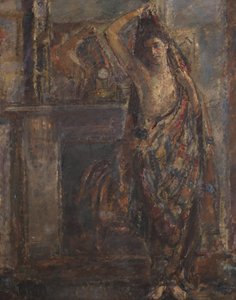 Zahalená žena stojící u pláště (verze), 1938 (olej na plátně)