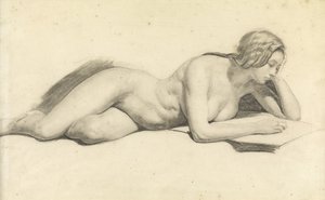 Studie čtení ženského aktu (tužka na papíře)