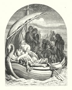 Artušova smrt (rytina) od Daniel (after) Maclise