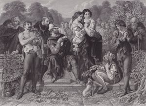 Orlando a zápasník, „Jak se vám líbí“ (rytina) od Daniel (after) Maclise