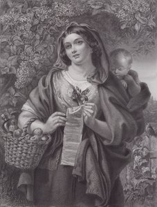 The Ballad Singer (rytina) od Daniel (after) Maclise