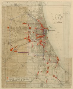 Plan of Chicago, Chicago, Illinois, Railroad Circuits Diagram, 1909.