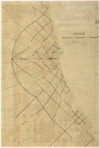 Deska 91 z The Plan of Chicago, Chicago, Proposed Diagonal Arteries, 1909.