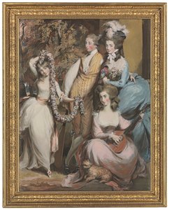 Celoplošný portrét Mary Sturtové z Crichelu (1740-1807) stojící se svými třemi nejstaršími dětmi, Dianou, Mary a Humphrym (tužka, pastel a bodycolor) od Daniel Gardner