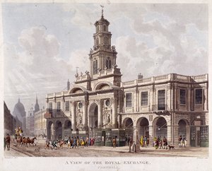 Royal Exchange 2nd exteriér, Londýn, 1816 od Daniel Havell