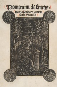 Františkán Pelbart z Temešváru, Studium v zahradě Schr. 2876, 1502. od Daniel Hopfer.