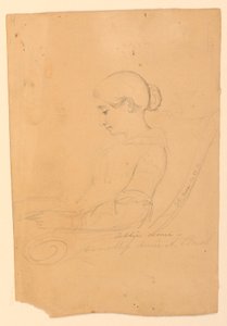 Kresba, Annie A Brush, Sedící v, 22. září 1841 od Daniel Huntington