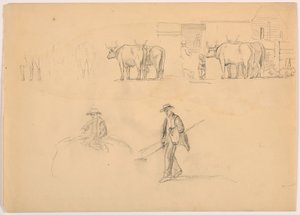 Kresba, Stodola; postavy a voli, 1878 od Daniel Huntington
