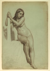 Kresba, Ženský akt sedící na stoličce, 1858 od Daniel Huntington