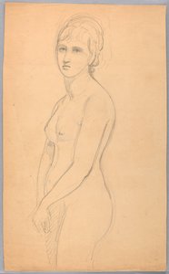 Kresba, Stojící ženský akt, 1860-70 od Daniel Huntington