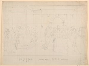 Kresba, generální plán recepce Marthy Washingtonové, 1860 od Daniel Huntington