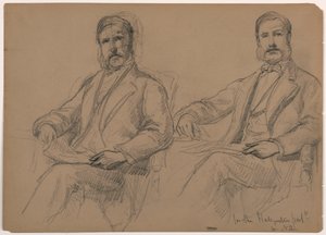 Kresba, Julius Hallgarten vsedě, dvě studie; verso: pan Hunt ve stoje, 1884 od Daniel Huntington