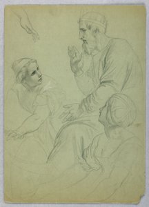 Kresba, Král a dvě ženy, Separ, asi 1845 od Daniel Huntington