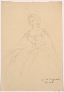 Kresba, paní Sheppard Gandyová sedí; Verso: liniový náčrt, 1859 od Daniel Huntington