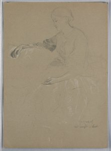 Kresba, paní William Wright a dítě, 1857 od Daniel Huntington