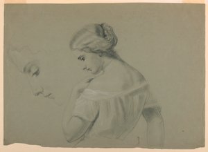 Kresba, profil hlavy ženy a, 1840-70 od Daniel Huntington