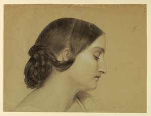 Kresba, Profil ženy s pleteným uzlem, asi 1845 od Daniel Huntington
