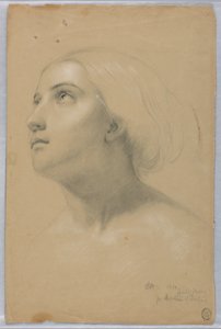 Kresba, studie pro duplikát "Christiany" a studie pro "Mercy", březen 1850 od Daniel Huntington