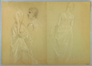 Kresba, studie k "Paní Washingtové", 1878-86 a 1860 od Daniel Huntington