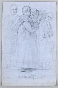 Kresba, Studie pro "Vědeckou skupinu", 1858 od Daniel Huntington